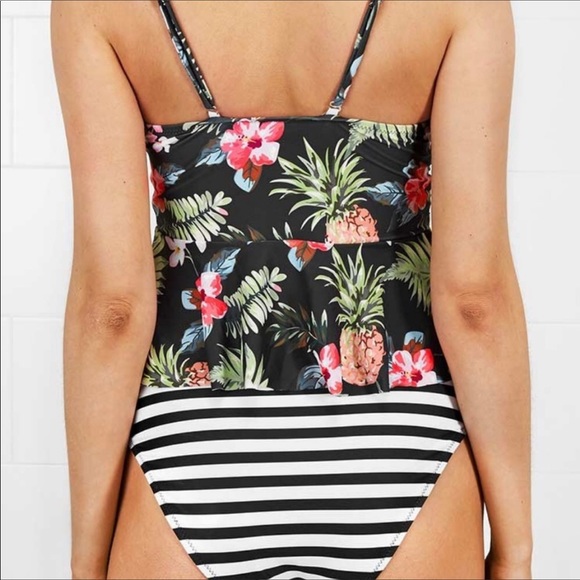 🎉HP!🎉 Cupshe High Waisted Floral Striped Bikini - Picture 2 of 8